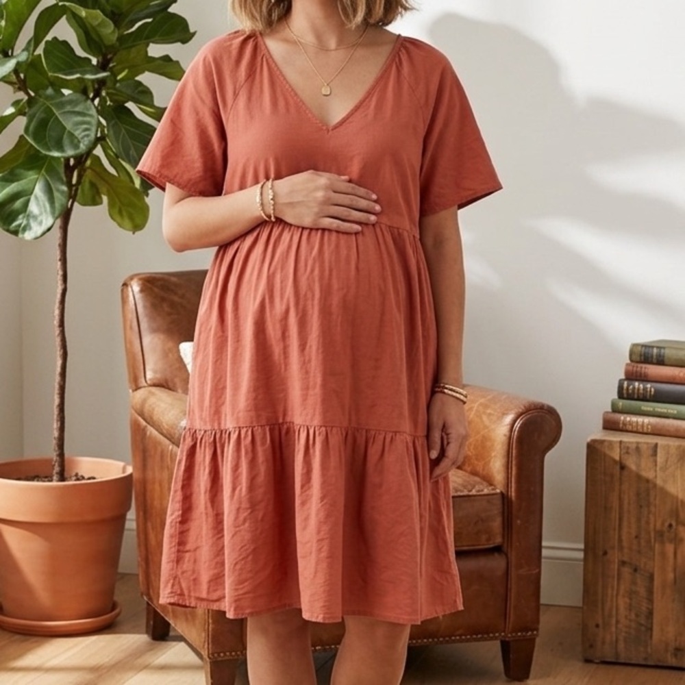 Old Navy Maternity Terracotta Short-Sleeve Dress